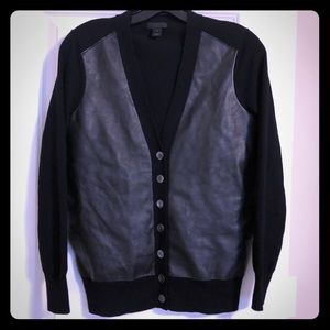 J. Crew leather and merino cardigan